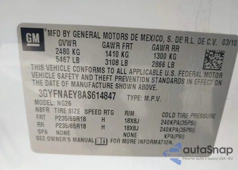 2010 Cadillac Srx Luxury Collection from USA, damaged, VIN 3GYFNAEY8AS614847